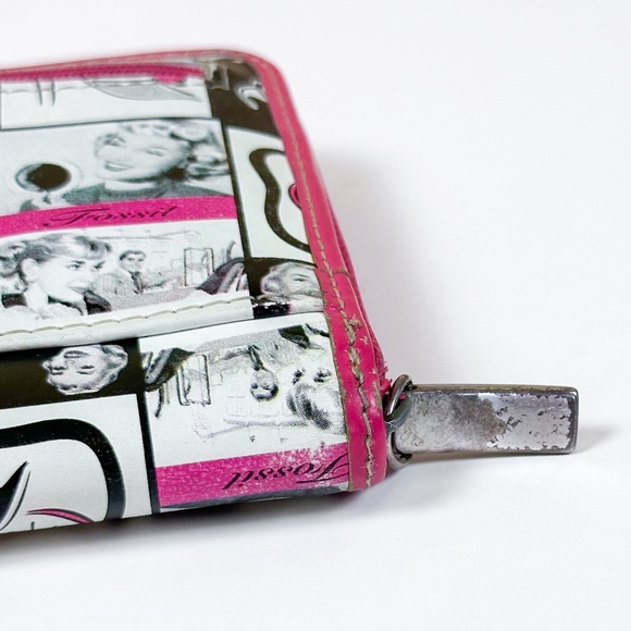 Fossil Liza Pop Art Zip Around Wallet Pink - Picture 6 of 12